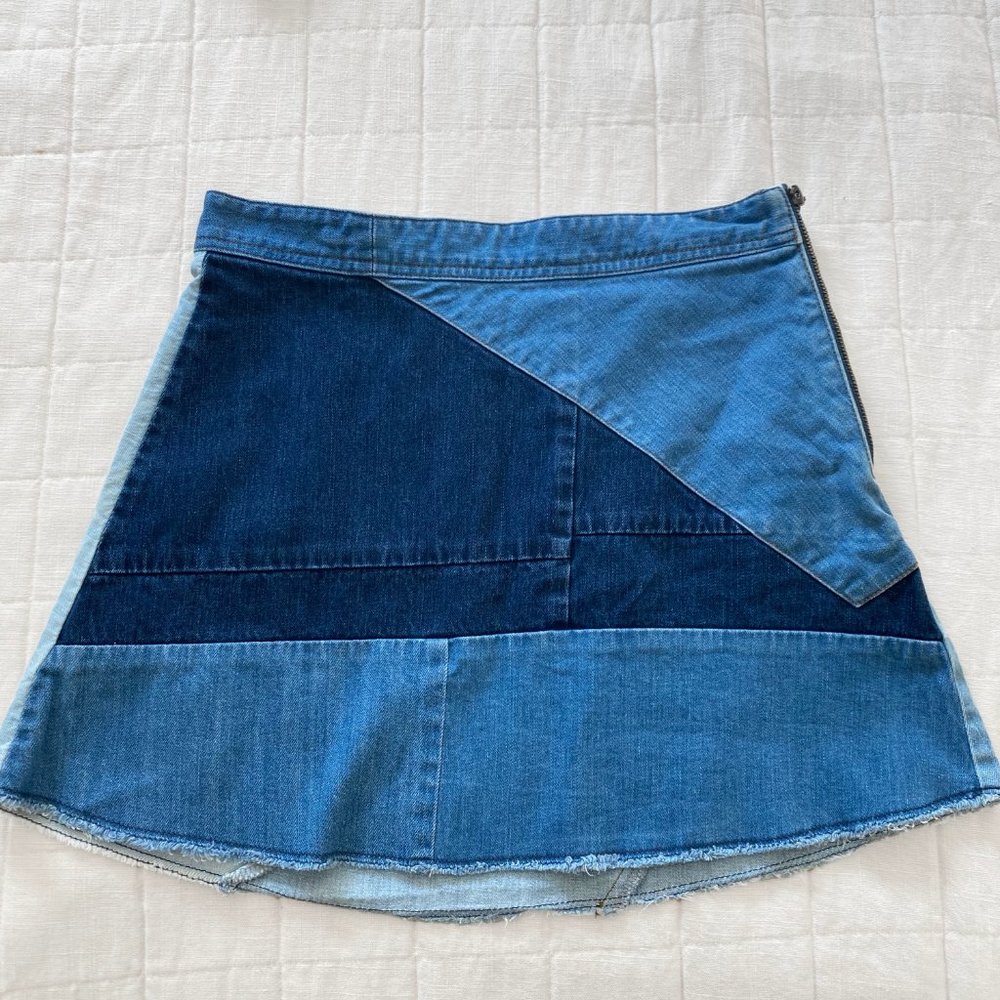 Zara Patchwork Denim Mini Skirt